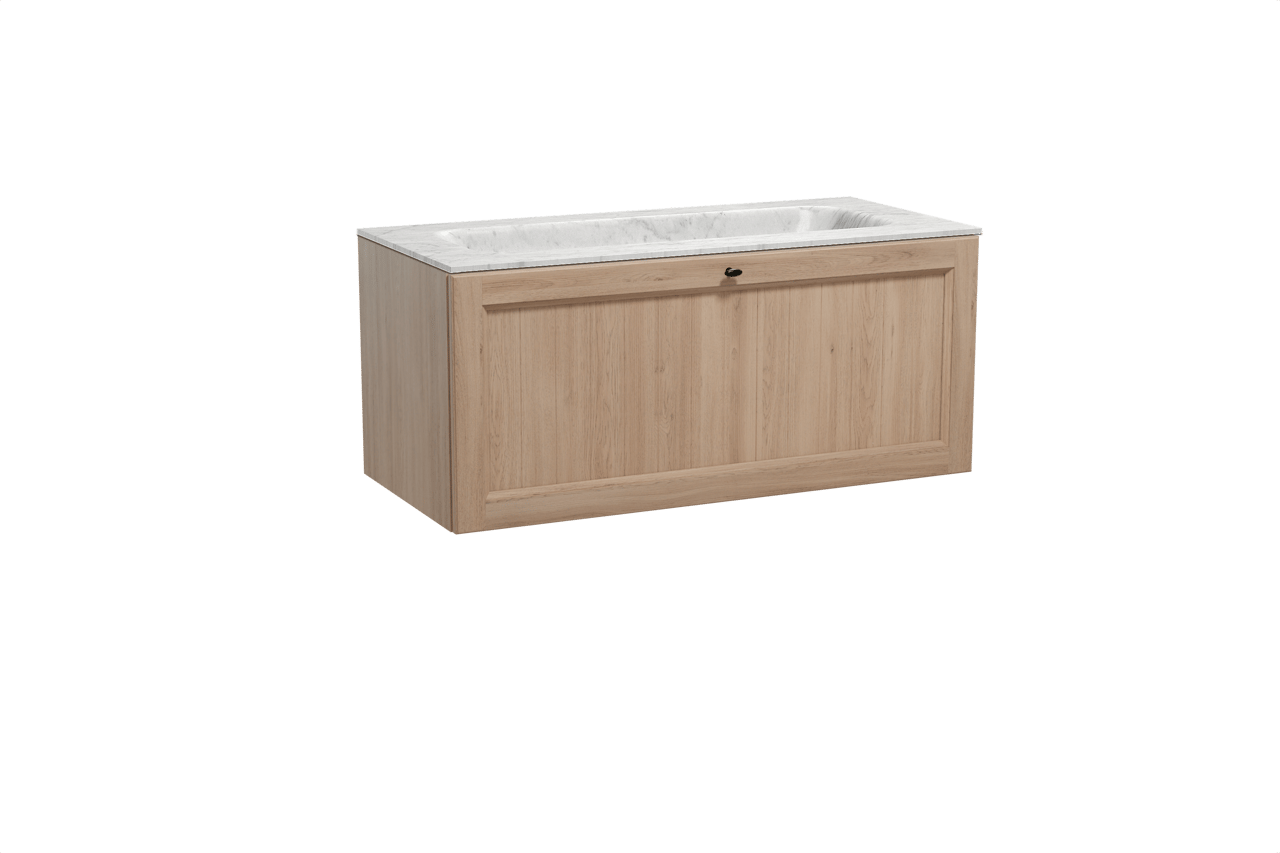 Balmani Lemon meuble salle de bains suspendu 120 x 55 cm chêne vieilli avec Tablo Arcato plan simple en marbre carrara