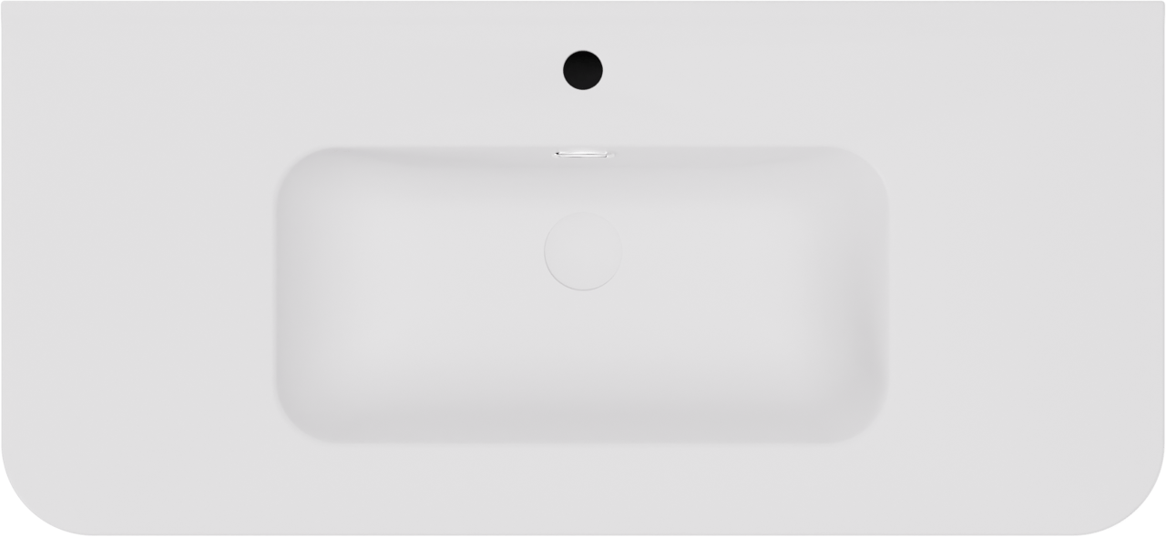 Storke Soft hängendes Möbelstück Set: 100 x 46 cm, Sand Matt, mit Kera Soft Einzelwaschtisch Keramik Weiβ matt, Vertikale symmetrische gerade Rippe