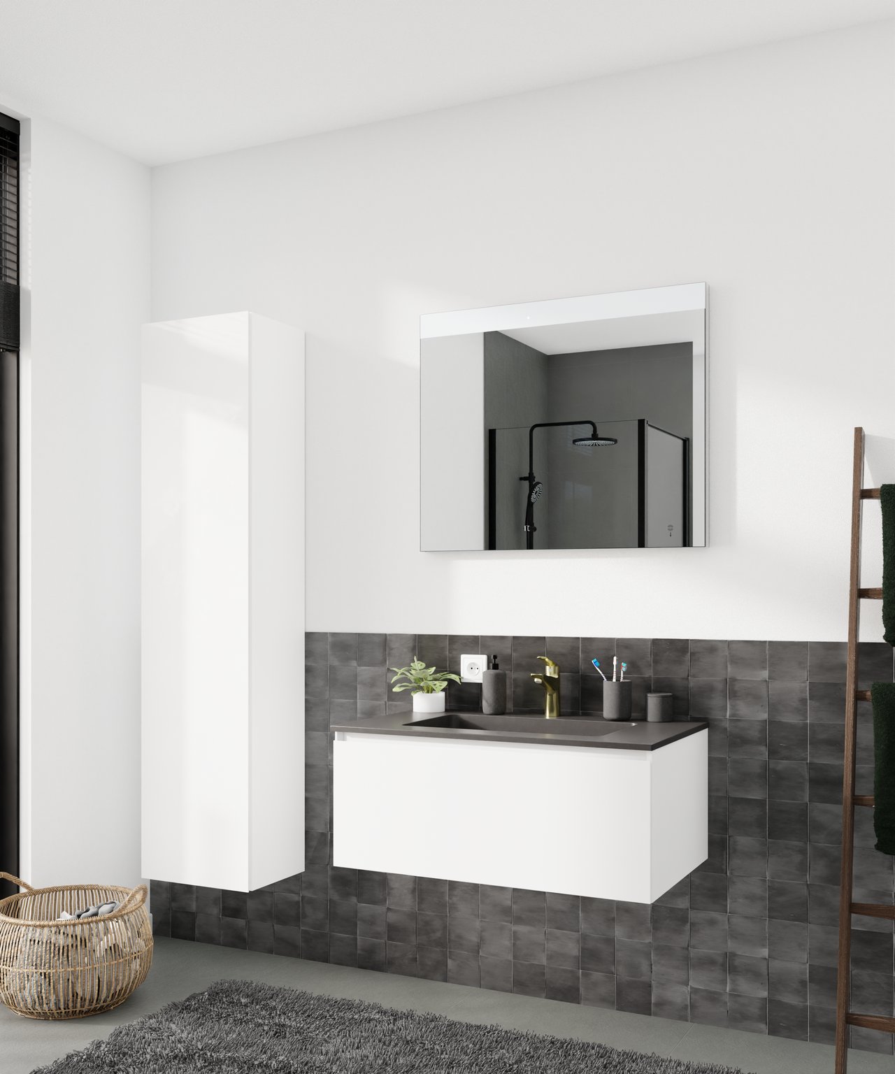 Storke Scuro vasque simple quartz mat 85 x 52 cm