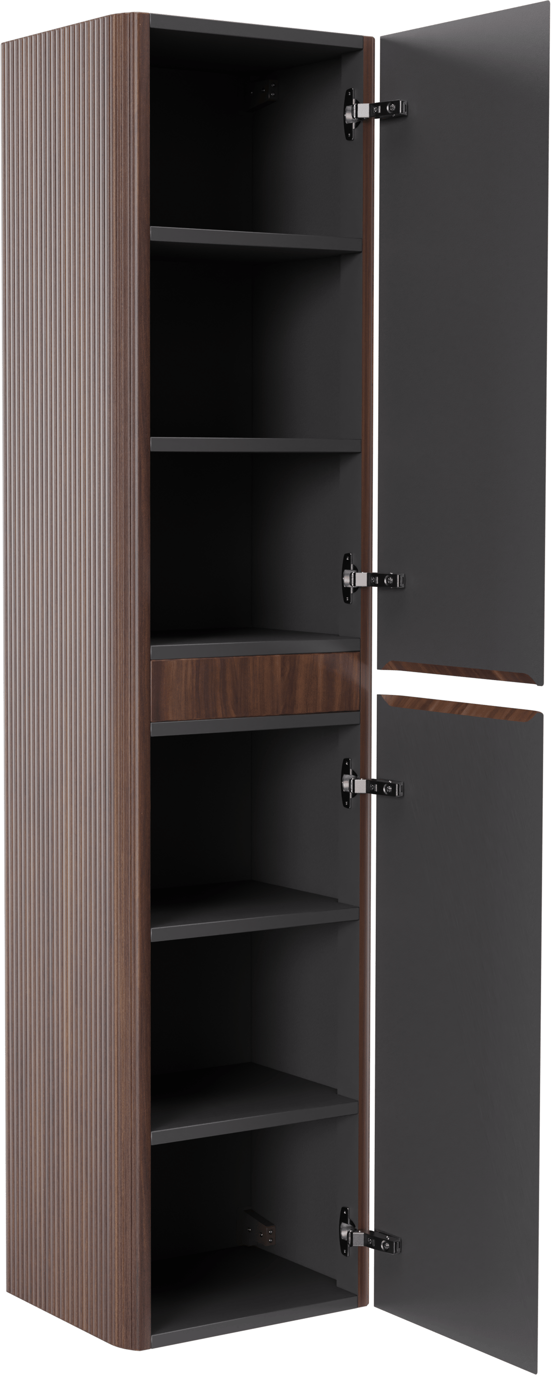 Storke Soft zwevende badkamerkast 40 x 35 x 170 cm notenhout vert. sym. Groef