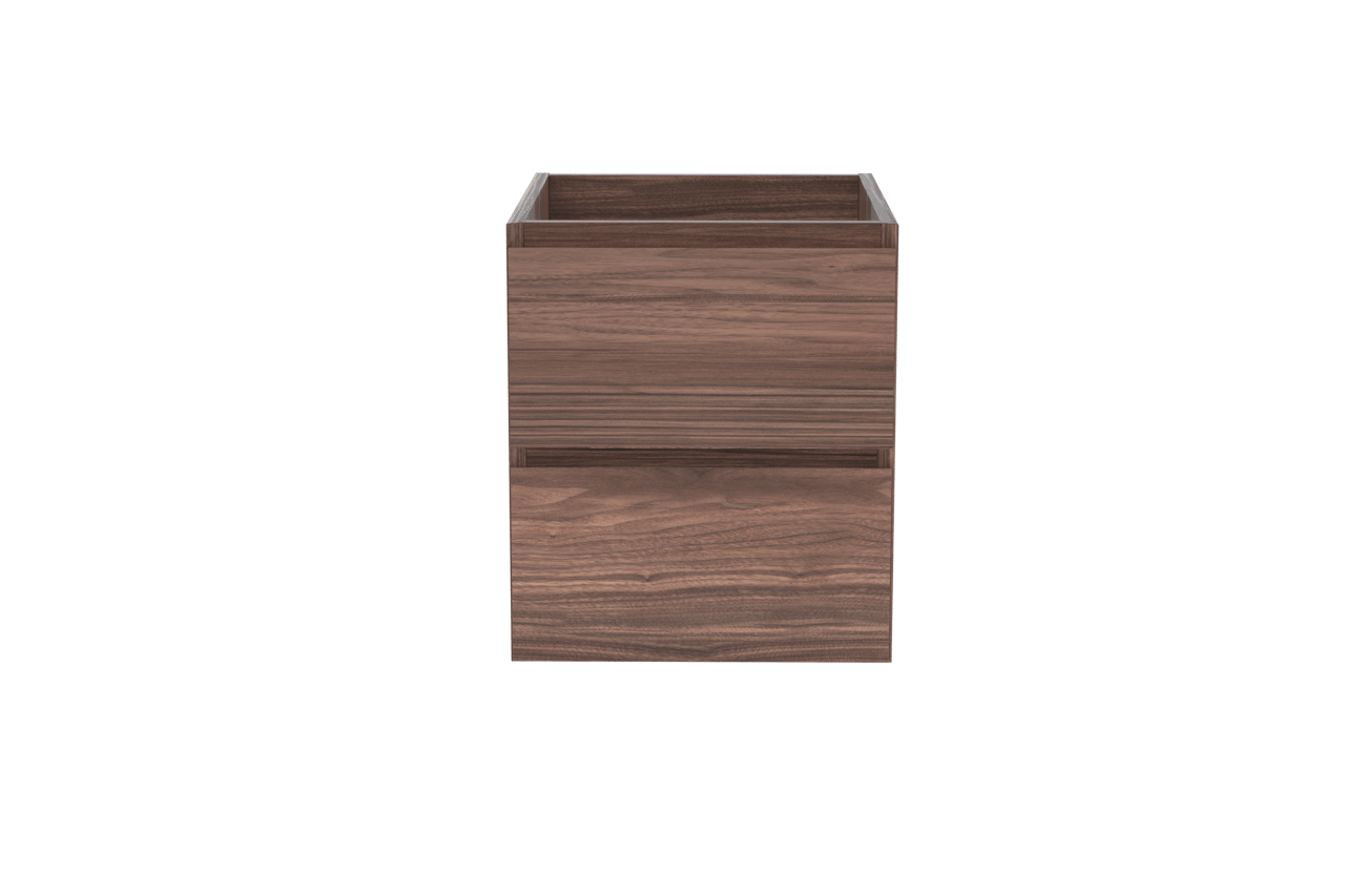 Balmani Mitra hängender Waschbeckenunterschrank: 45 x 55 cm, Nussbaum, Furnierholz, 2 Schubladen