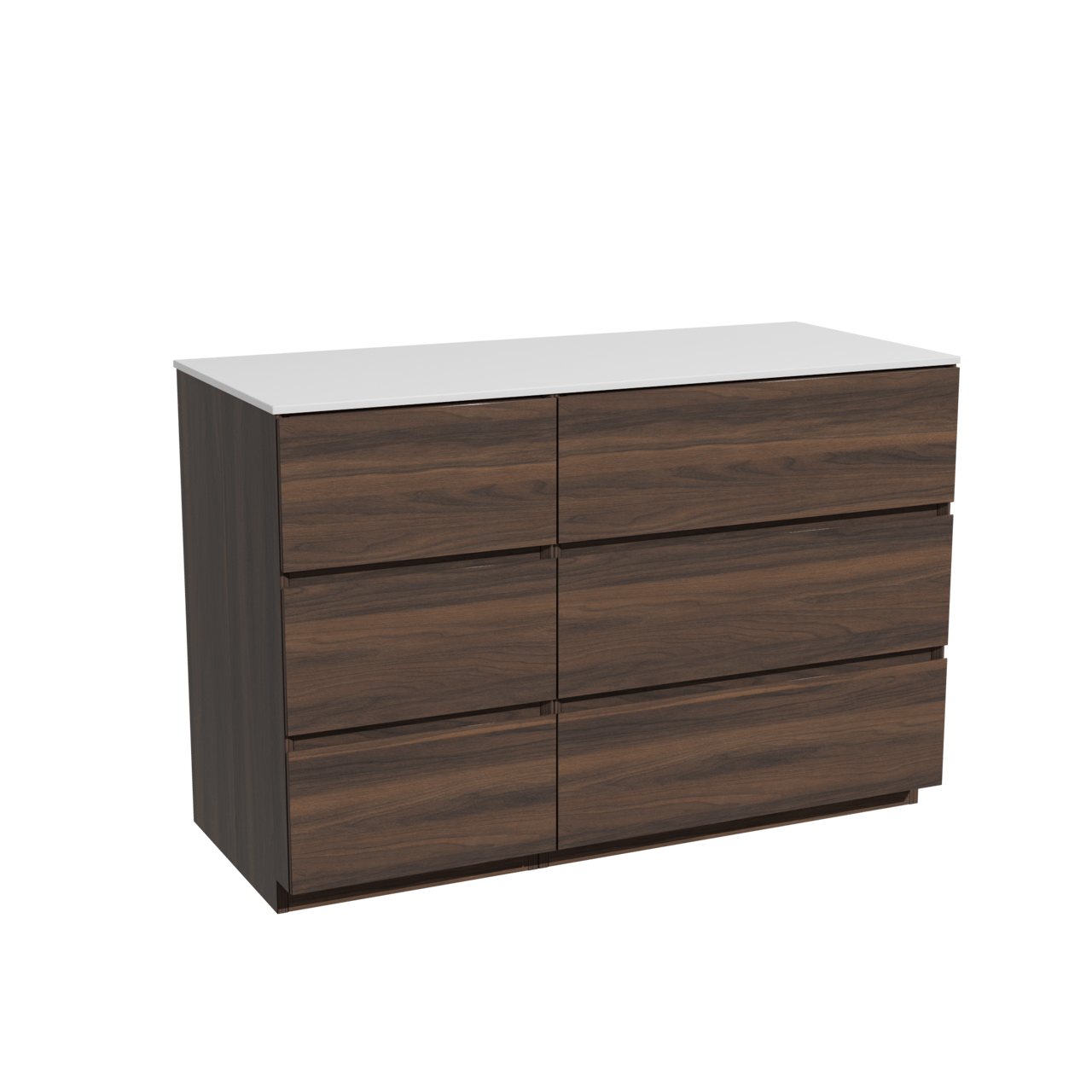 Storke Edge meuble salle de bains à poser 120 x 52 cm noyer avec Tavola tablette simple ou double en solid surface blanc mat