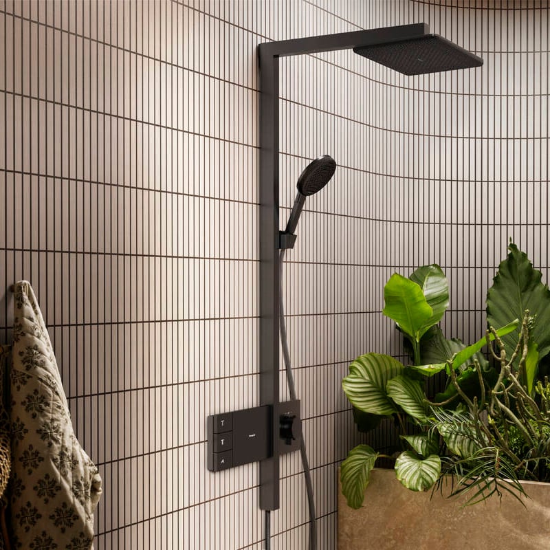 Hansgrohe Raindance Alive Q Showerpipe regendoucheset 210/340 2jets, Ecosmart met Showerselect Comfort Brushed Black Chrome