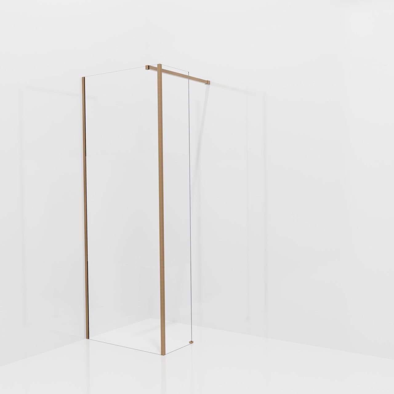 Balmani Modular Walk-In Dusche mit fester Seitenwand: 80 x 200 cm, Klarglas mit mattiertem Streifen, Profil Brushed Rosegold