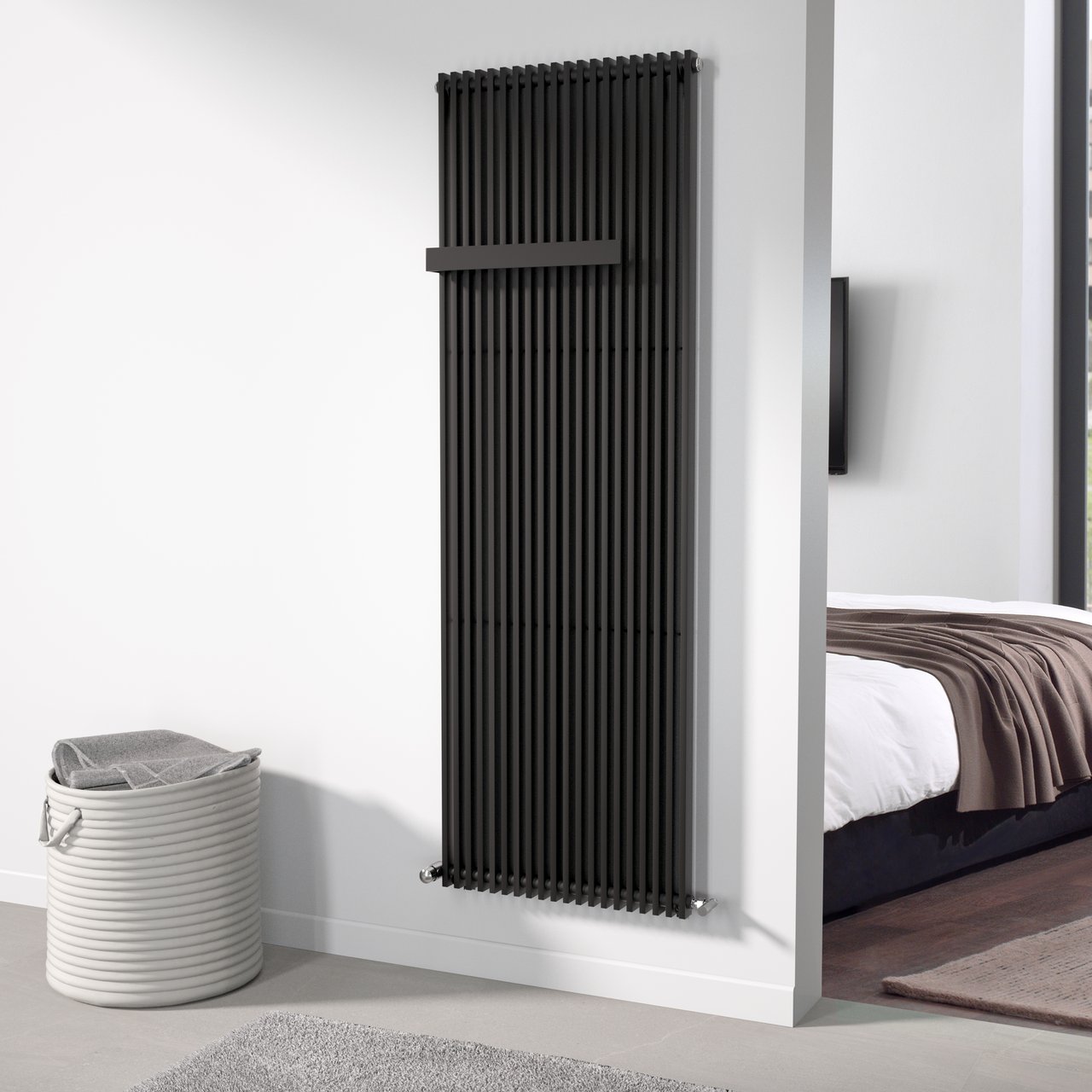Vipera Corrason radiateur de salle de bains simple 60 x 180 cm chauffage central noir mat raccordement latéral 1819W