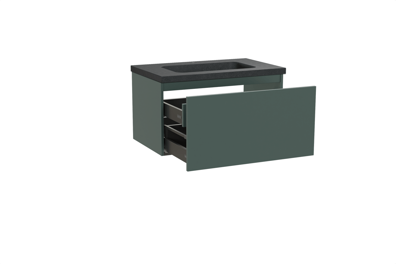 Balmani Sfera meuble salle de bains suspendu 90 x 55 cm forest avec Napoli plan simple en granit noir