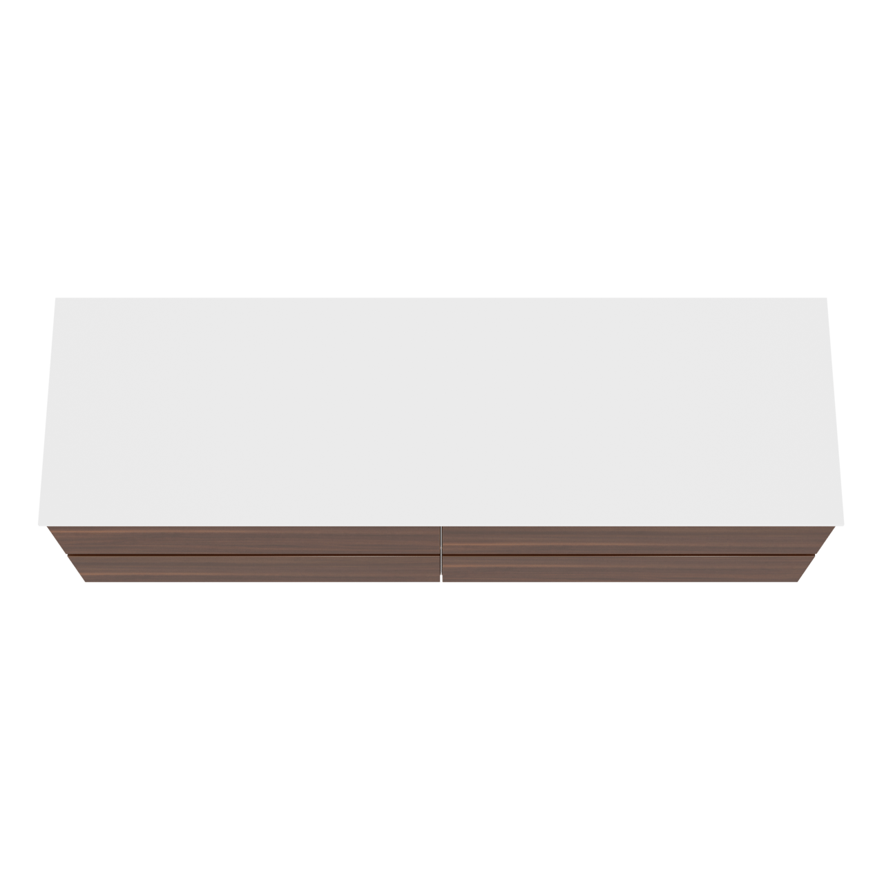 Balmani Lucida meuble salle de bains suspendu 180 x 55 cm noyer américain avec Stretto tablette simple ou double en solid surface blanc mat