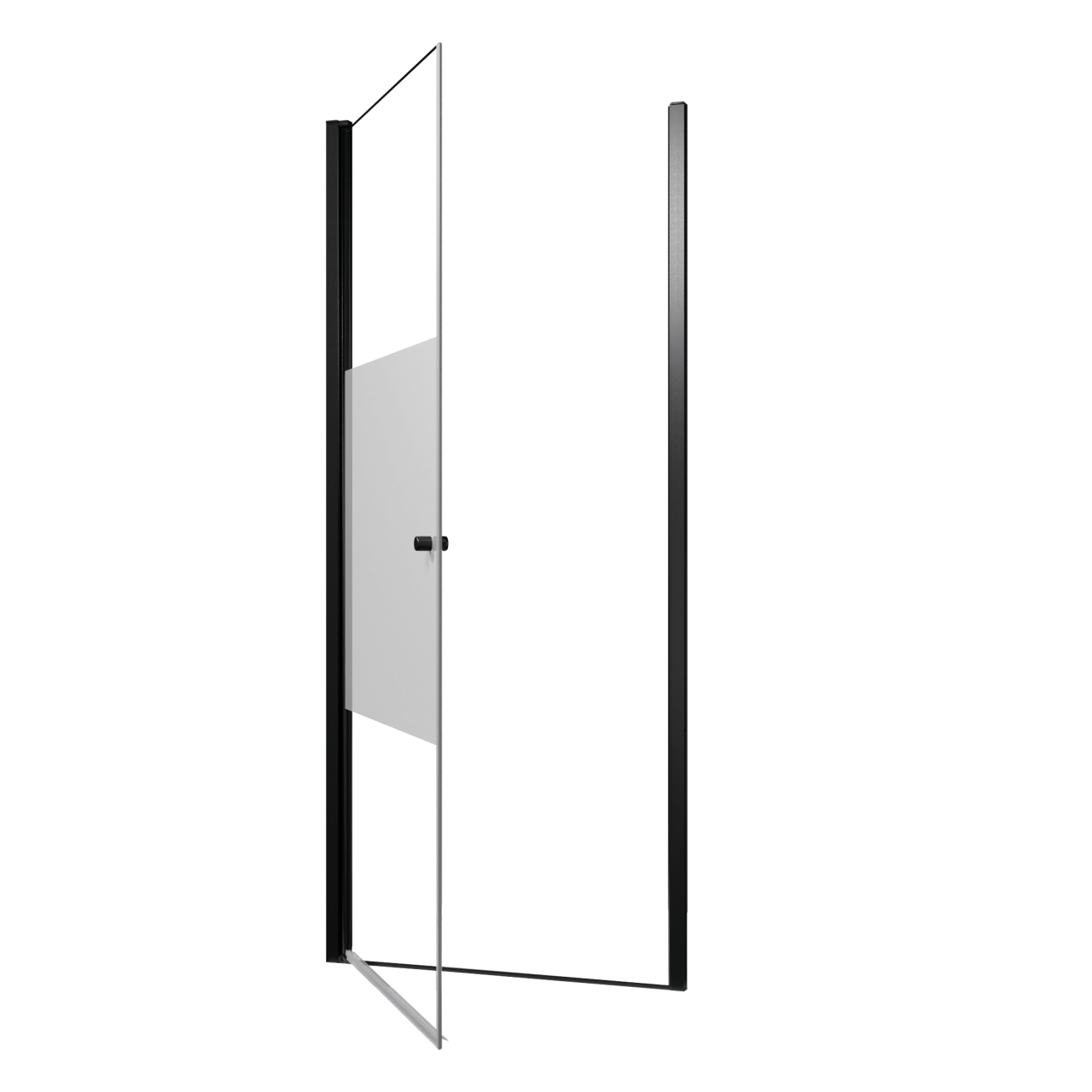 Luca Varess Kuresa douche draaideur 90 x 200 cm helder glas met matte strook mat zwart profiel