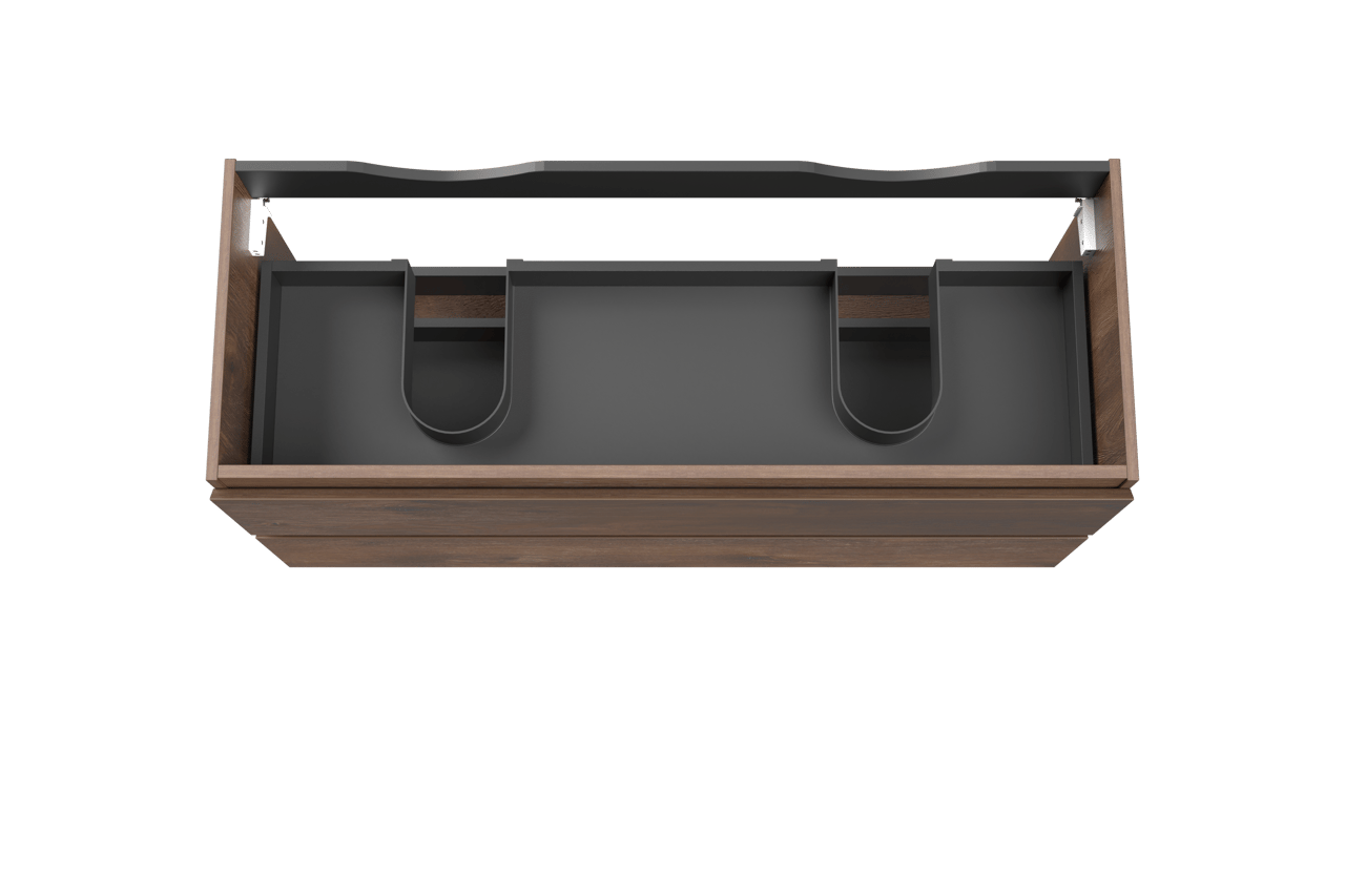 Linie Lado hängender Waschbeckenunterschrank: 120 x 46 cm, braune Eiche, 2 Schubladen