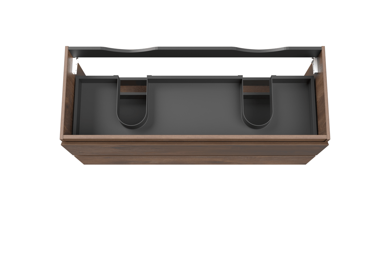 Linie Lado meuble sous-lavabo suspendu 120 x 46 cm chêne brun 2 tiroirs