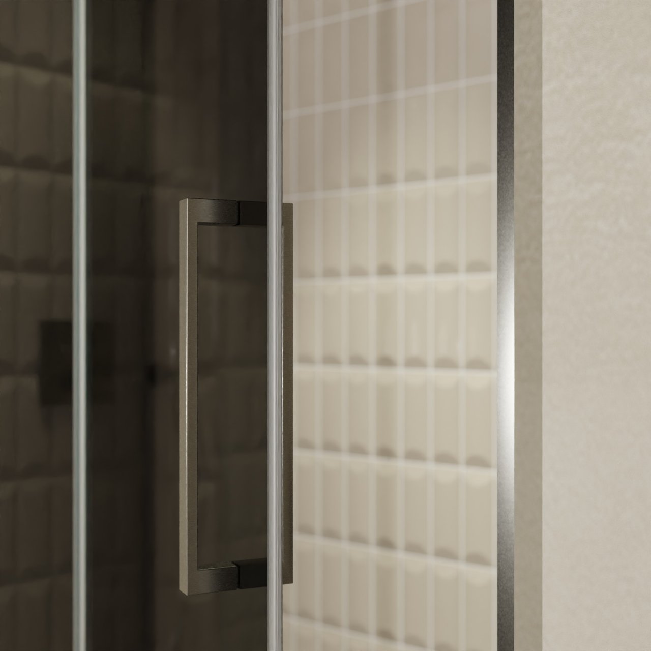 Balmani Senses Design porte pivotante à gauche 140 cm x 210 cm verre fumé, Profil Brushed GunMetal, coating inclus