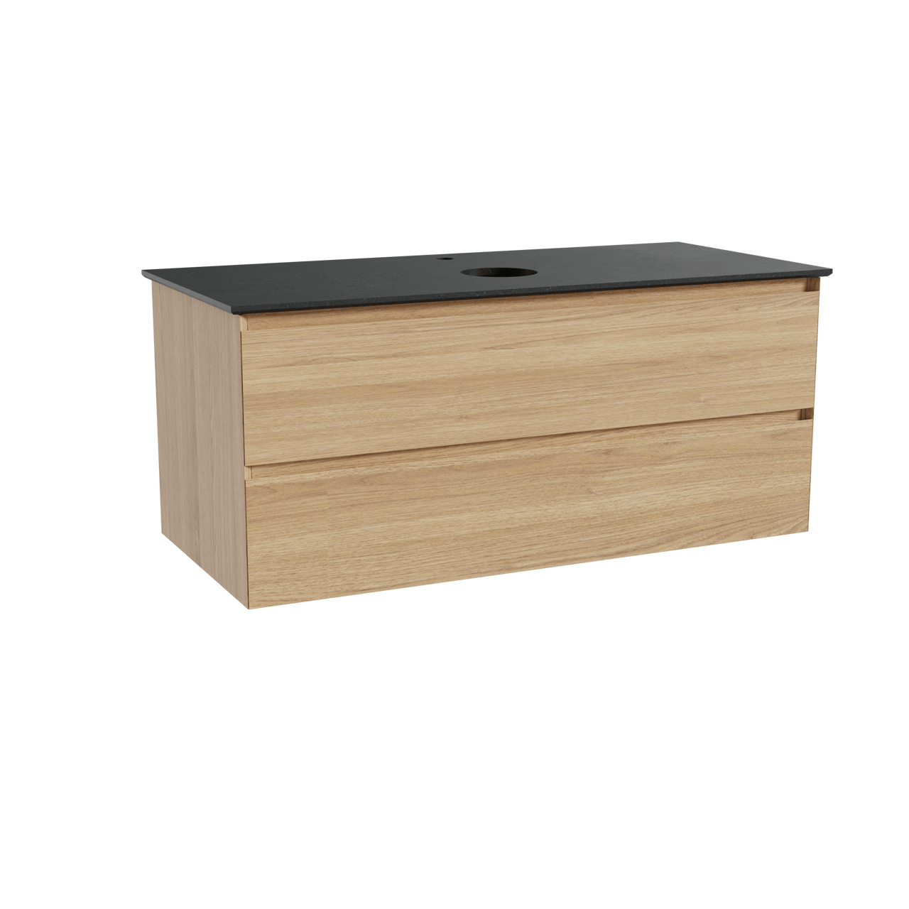 Balmani Mitra meuble salle de bains suspendu 120 x 55 cm chêne naturel avec Facetta tablette simple en granit noir