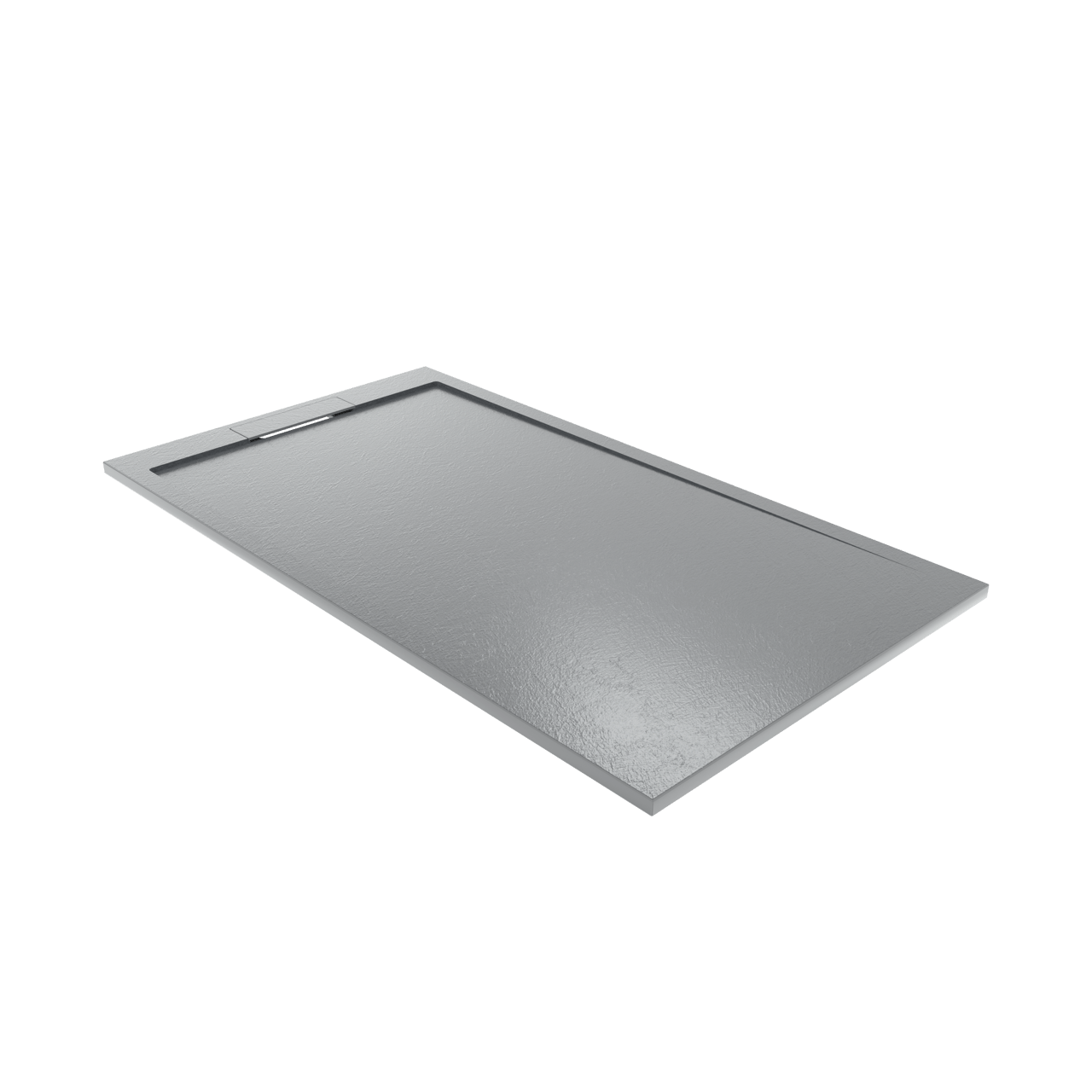 Balmani Indus douchebak 160 x 90 cm composietmarmer donkergrijs leisteenstructuur