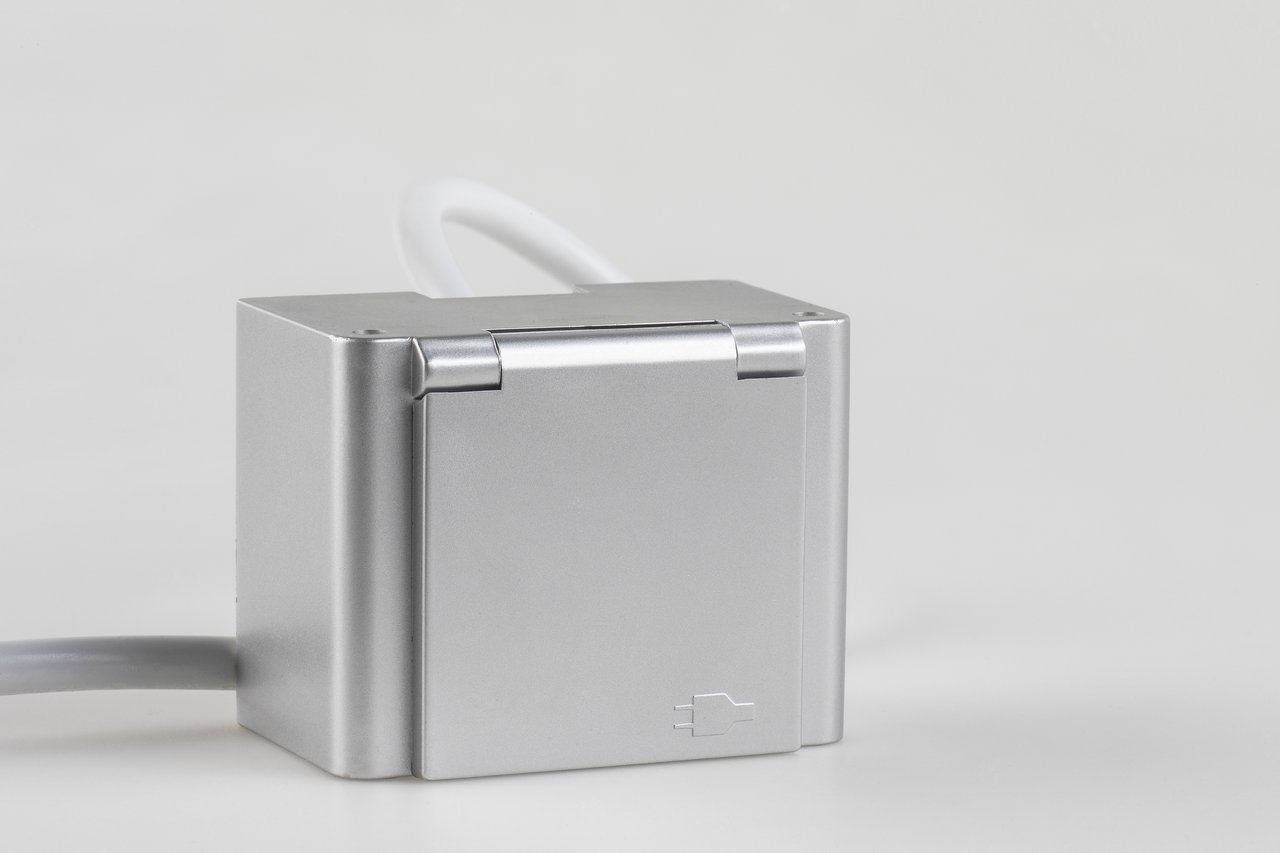 Balmani opbouwstopcontact grijs IP44 - randaarding geschikt voor Nederland