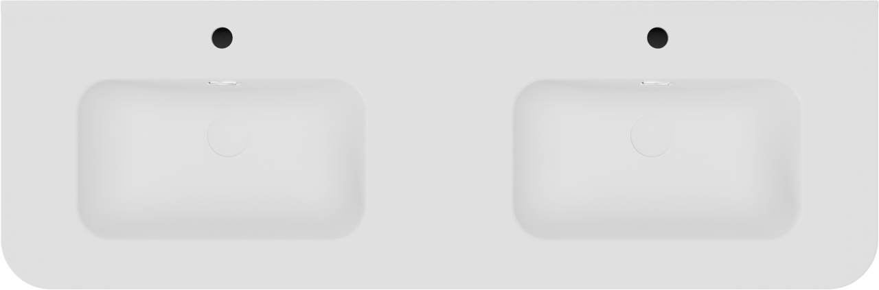 Storke Soft zwevend badmeubel 140 x 46 cm Sand mat met Kera Soft dubbele wastafel in porselein mat wit, Verticale symmetrische rechte ribbel