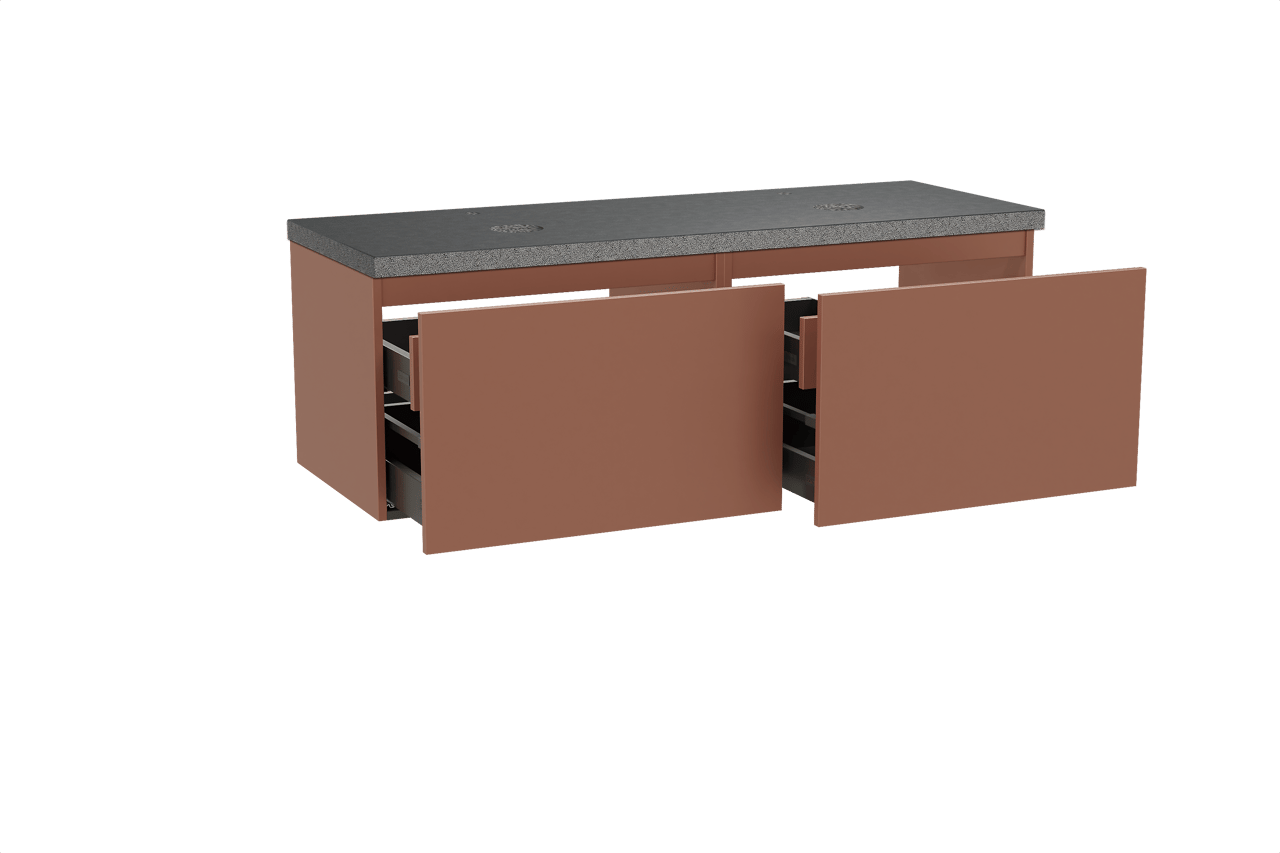 Balmani Sfera meuble salle de bains suspendu 150 x 55 cm cotto avec Rock tablette double en granit noir