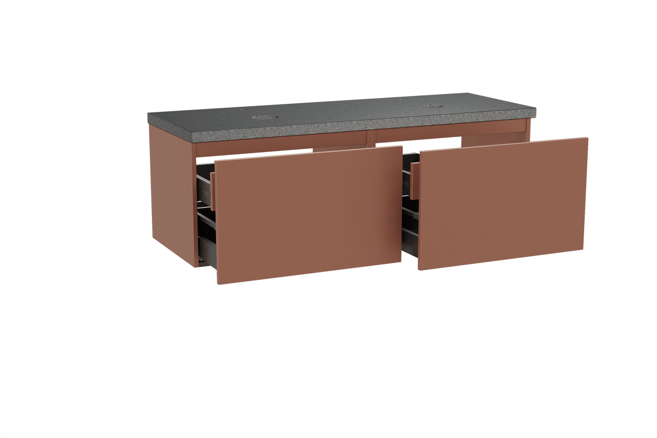 Balmani Sfera zwevend badkamermeubel 150 x 55 cm cotto met Rock dubbel tablet in graniet zwart