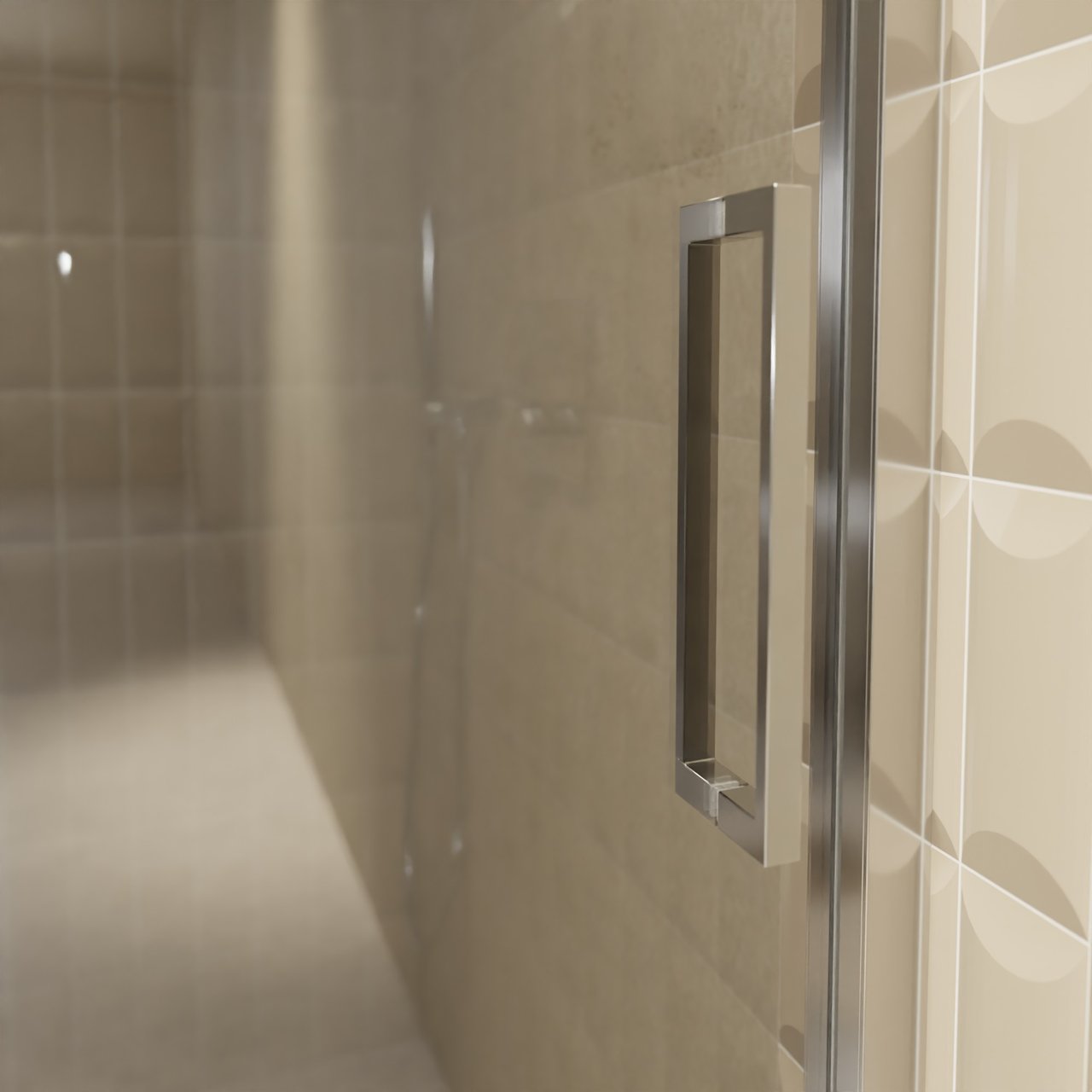 Balmani Senses Design Dusche Schiebetür, Links, 140 cm x 210 cm, Reflex-Spiegelglas, Profil Chrom