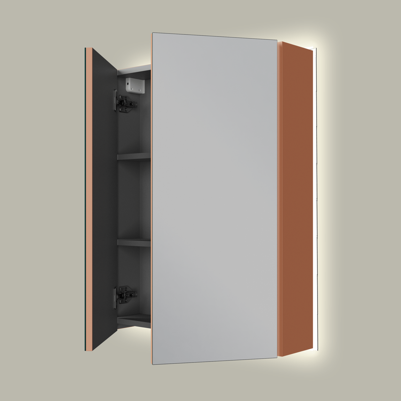 Linie Montro spiegelschrank 60 x 75 cm Cotto, mit Spiegelbeleuchtung