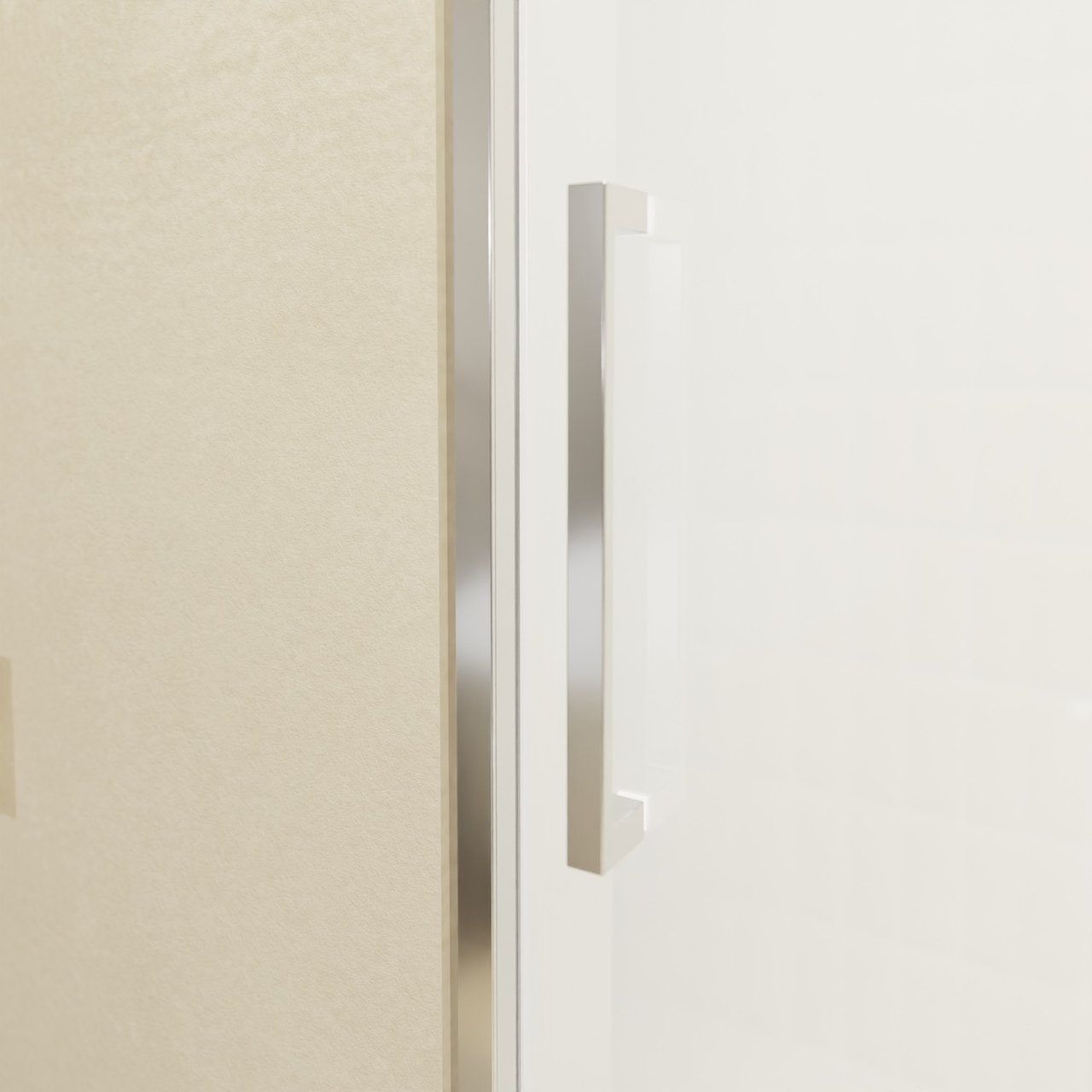 Balmani Senses Design douche schuifdeur rechts 120 cm x 210 cm Helder glas met matte strook glas, Chroom profielen, met coating