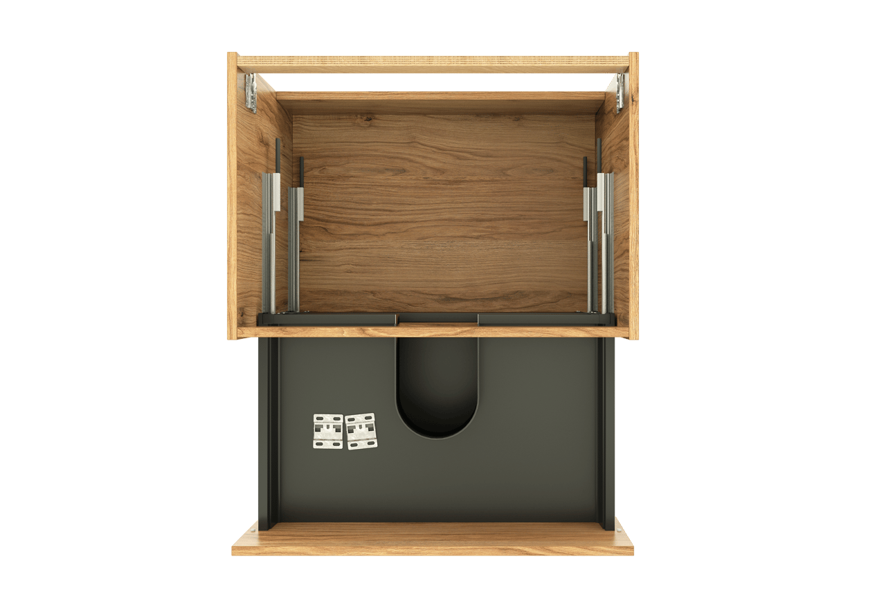 Balmani Lucida hängender Waschbeckenunterschrank: 75 x 55 cm, Teak, 2 Schubladen