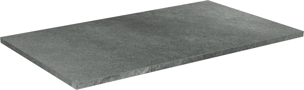 Linie Classo freistehendes Möbelstück Set: 80 x 46 cm, Graue Eiche, mit Lado Einzel Waschtischplatte, Melamin Schiefergrau