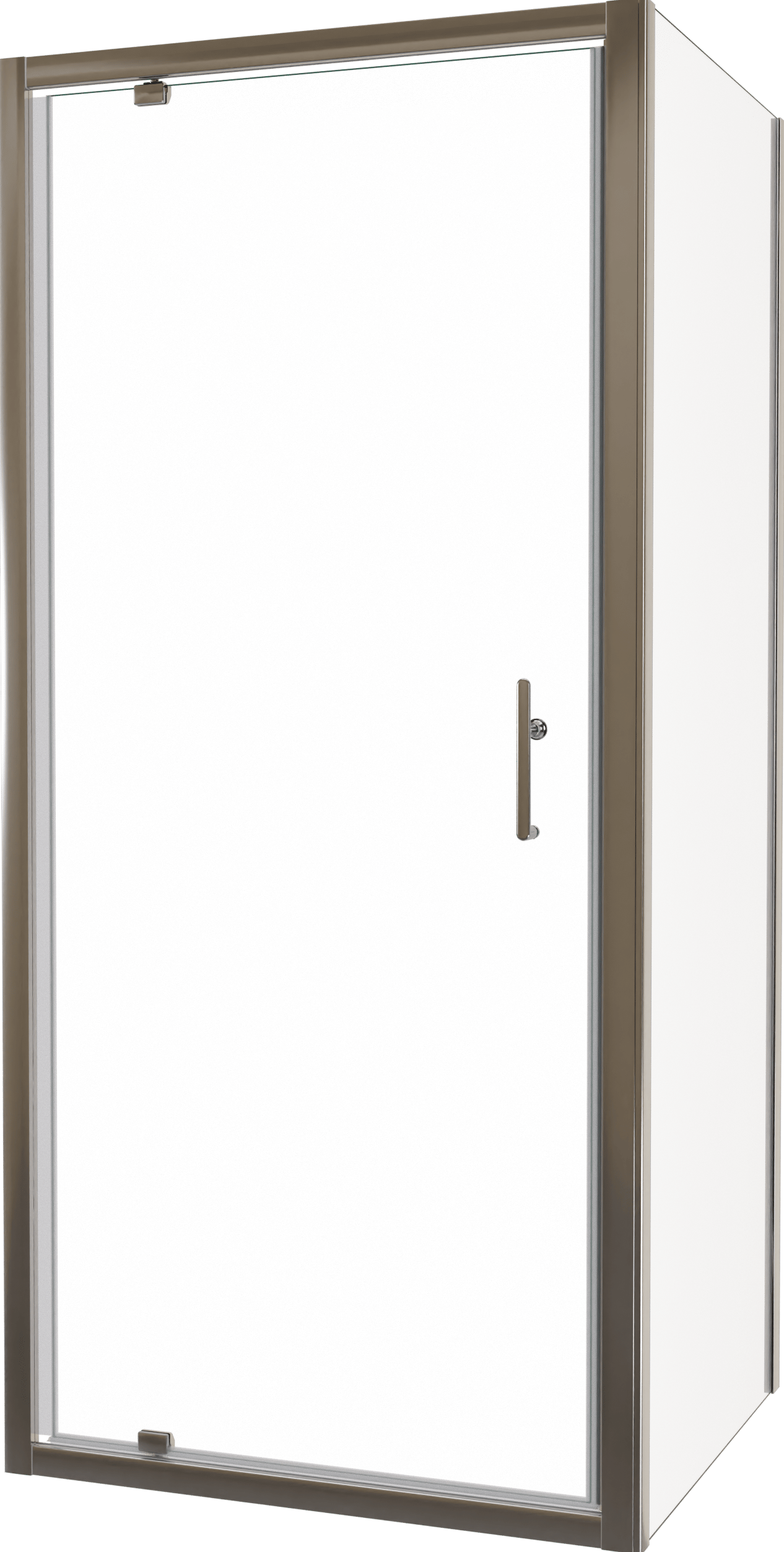 Linie Cadiz Eckdusche Drehtür mit fixierter Seitenwand, 80 x 70 cm, Klarglas, Brushed Chrome Profil