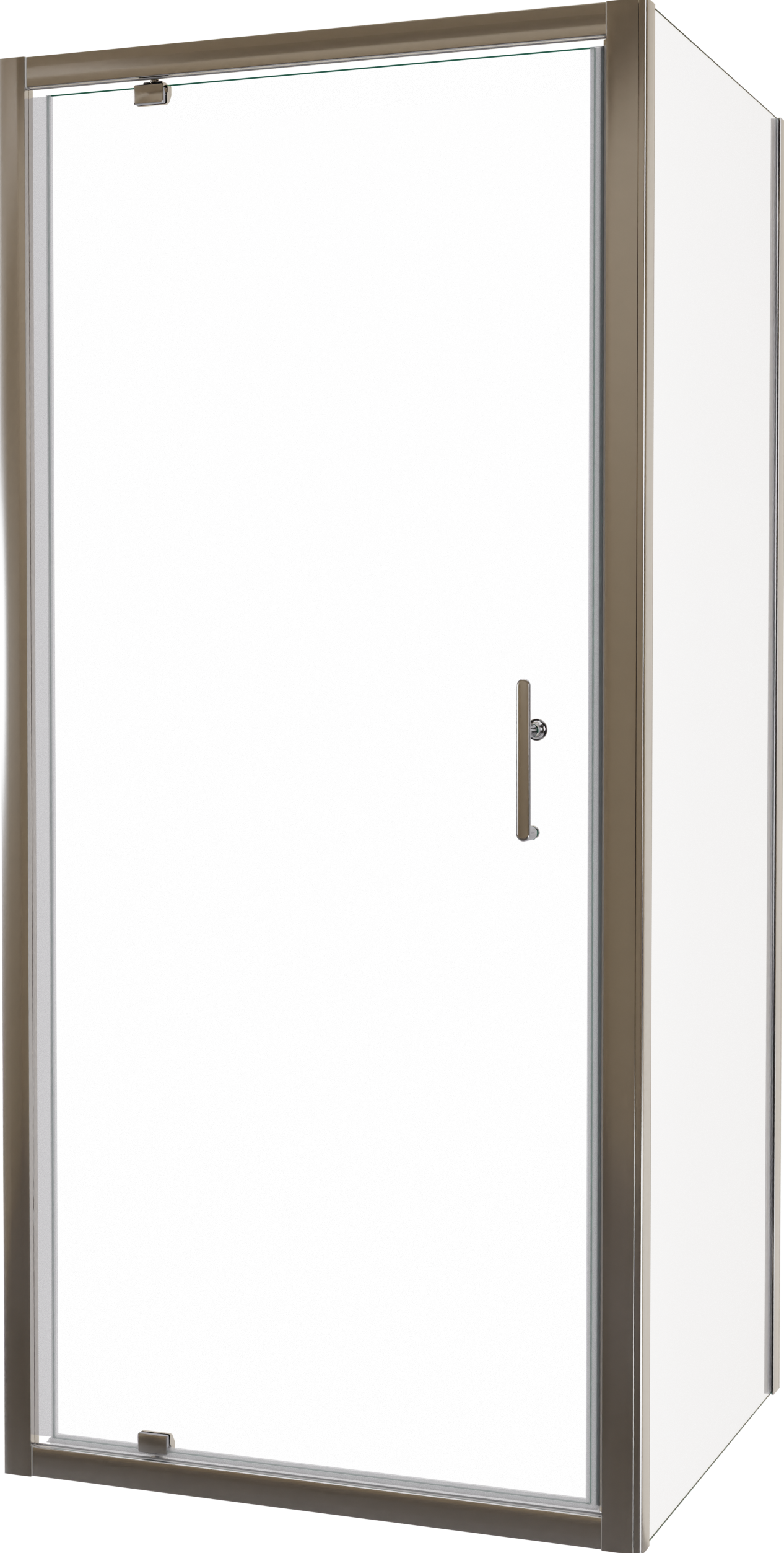 Linie Cadiz Eckdusche Drehtür mit fixierter Seitenwand, 90 x 70 cm, Klarglas, gebürstet Chrom Profil