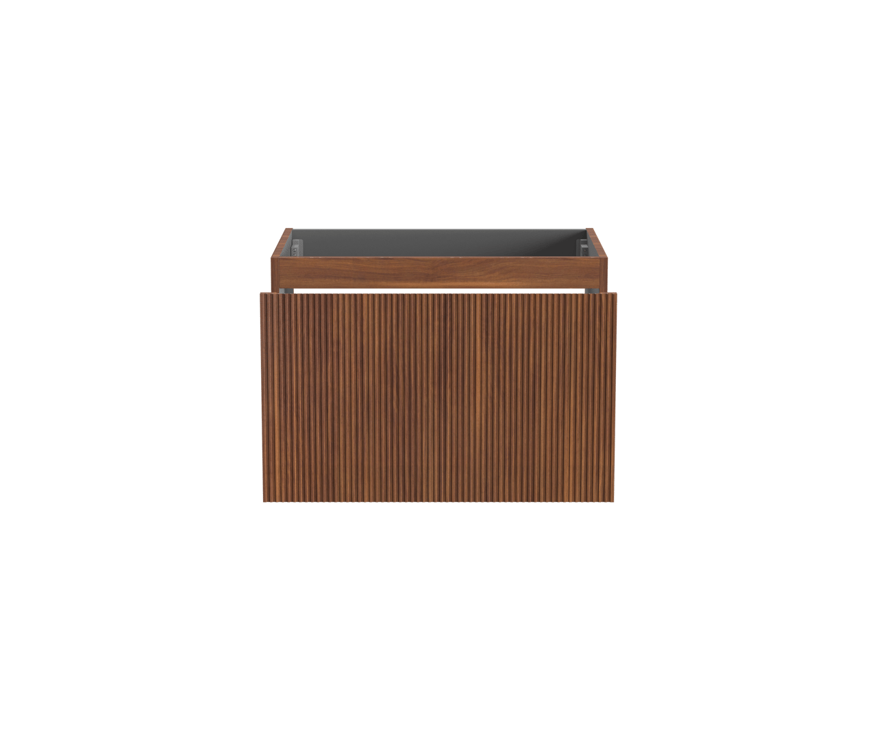 Storke Ribs zwevende wastafelonderkast 75 x 52 cm notenhout 2 lades