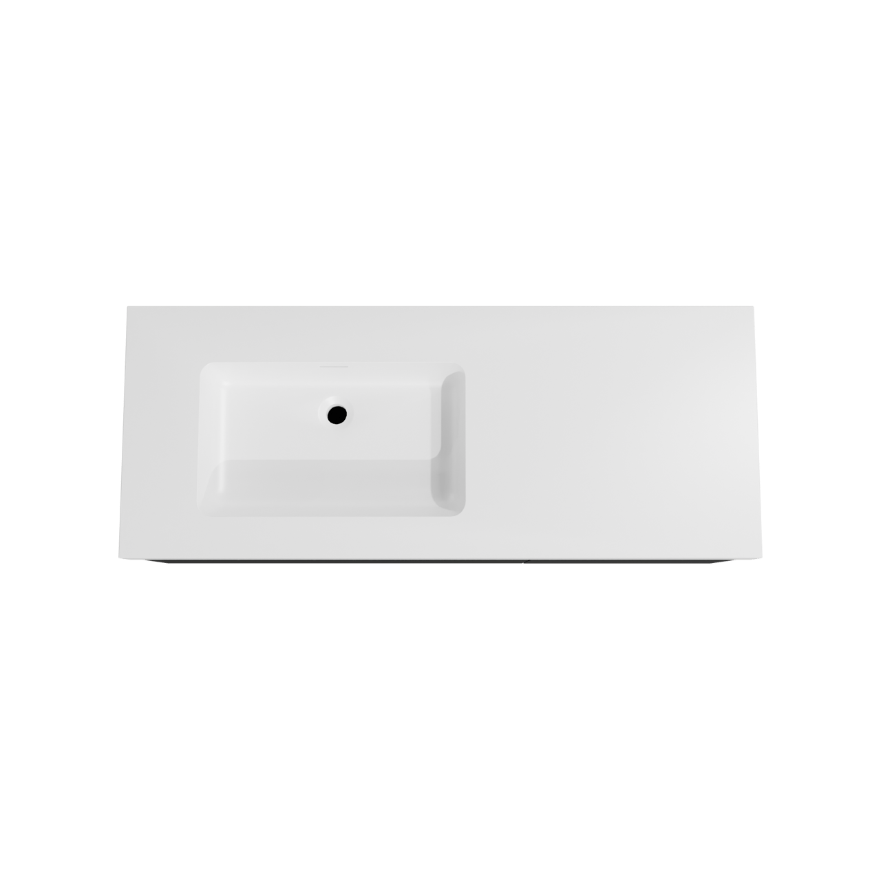 Storke Edge zwevend badmeubel 130 x 52 cm mat zwart met Mata High asymmetrisch linkse wastafel in solid surface mat wit