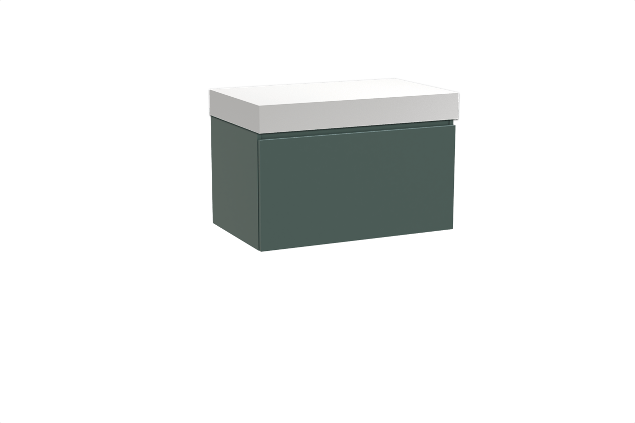 Balmani Sfera meuble salle de bains suspendu 90 x 55 cm forest avec Dominus tablette simple en solid surface blanc mat