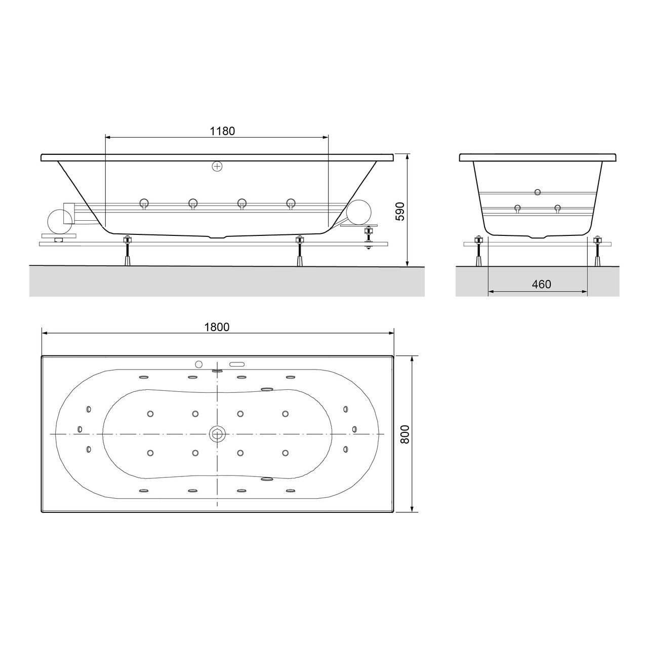 Luca Varess Rosala whirlpool 180 x 80 cm acryl Hoogglans Wit