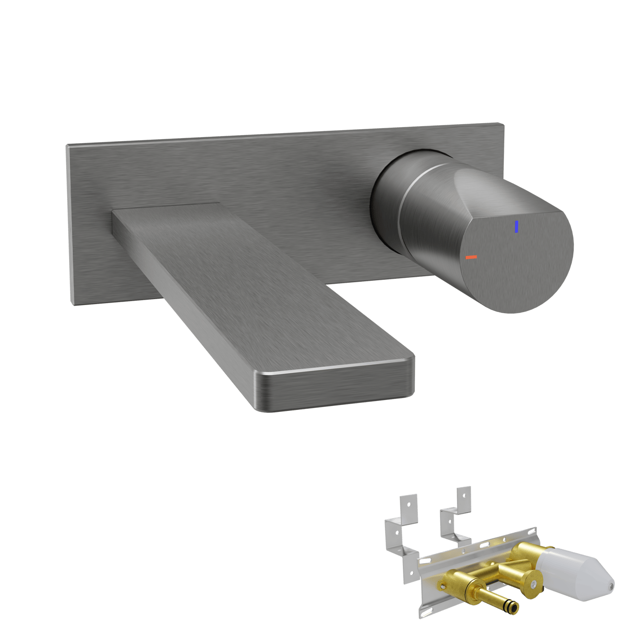 Blaufoss Eris EcoStart inbouw wastafelkraan Brushed Gunmetal incl. inbouwelement