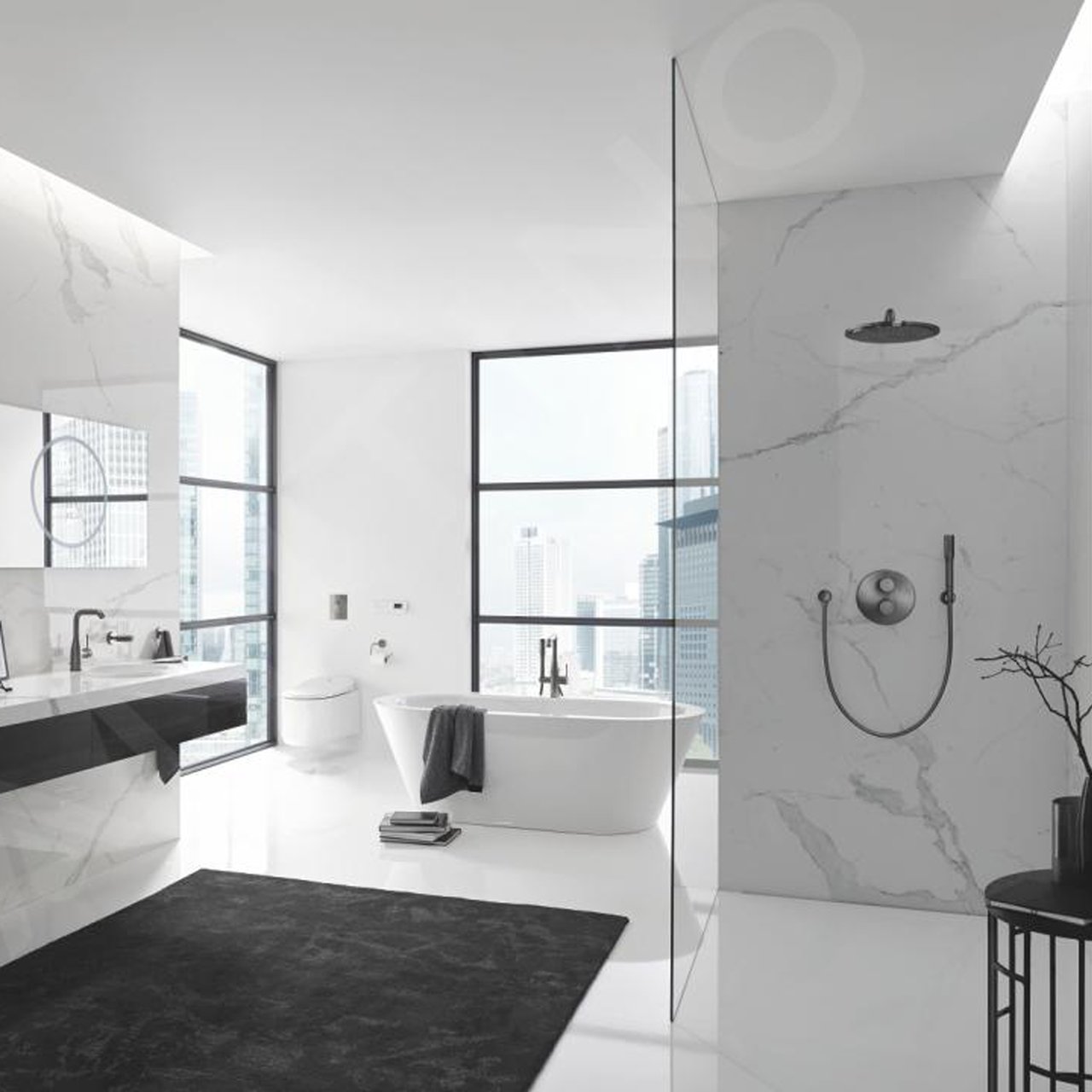 Grohe Rainshower Cosmopolitan 310 tête de douche ronde avec support mural 31 cm Brushed Hard Graphite