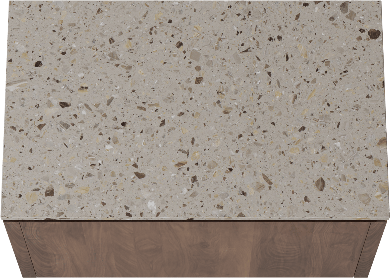 Balmani Eclips zwevend badkamermeubel 90 x 55 cm Amerikaanse notelaar met Stretto enkel tablet in Greige terrazzo