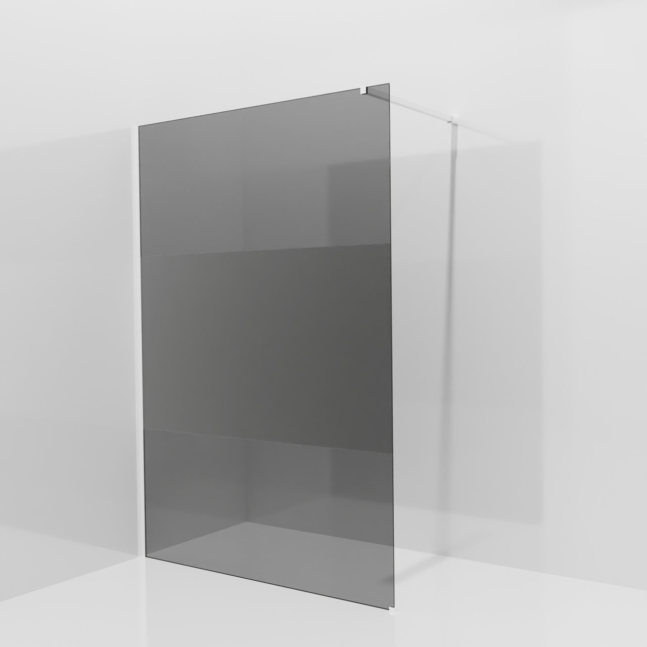 Balmani Modular Walk-In Dusche: 140 x 200 cm, Rauchglas mit mattiertem Streifen, inklusive Coating, Profil Weiß matt