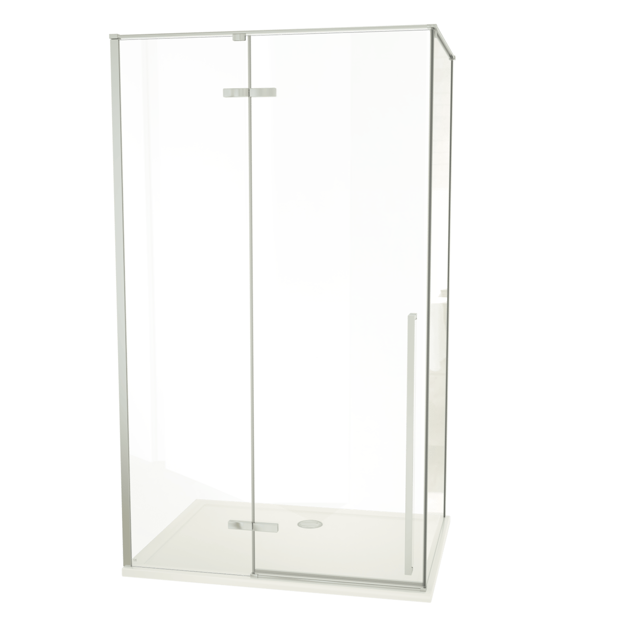 Luca Varess Stilus paroi de douche avec porte pivotante gauche et 2 parois latéraux fixes 120 x 90 cm verre transparent profil chrome brillant