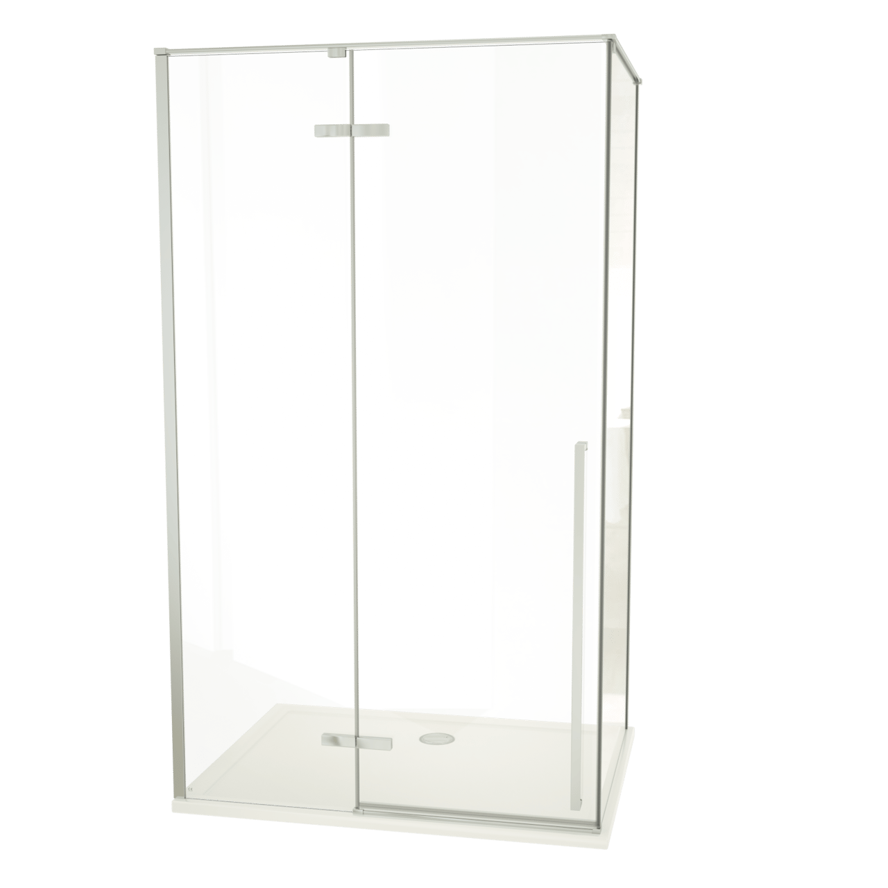 Luca Varess Stilus paroi de douche avec porte pivotante gauche et 2 parois latéraux fixes 120 x 90 cm verre transparent profil chrome brillant