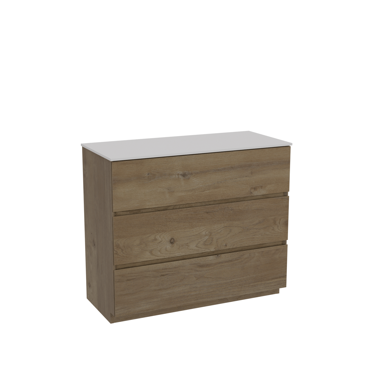 Storke Edge freistehendes Möbelstück Set: 100 x 46 cm, Rohe Eiche, mit Tavola Einzel Waschtischplatte, Solid Surface Weiß matt