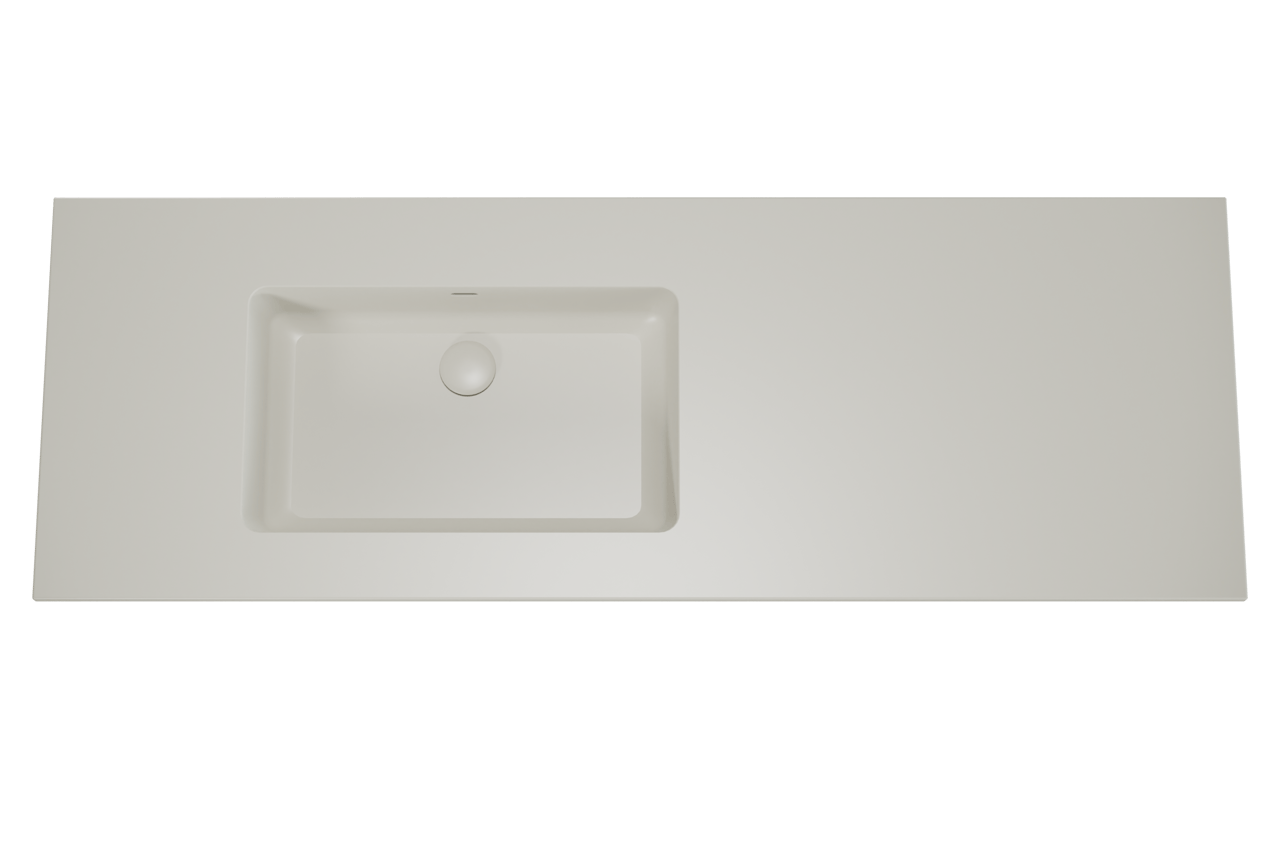 Storke Diva vasque asymétrique gauche top solid soie grise matte 150 x 52 cm