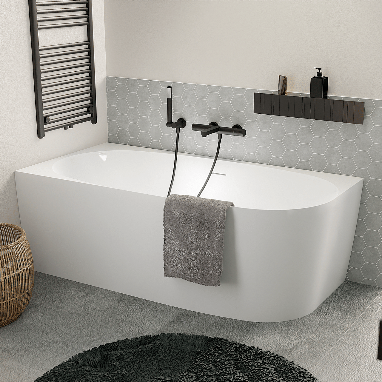 Luca Varess Sutilo tweepersoons hoekbad links 160 x 75 cm acryl Glanzend Wit