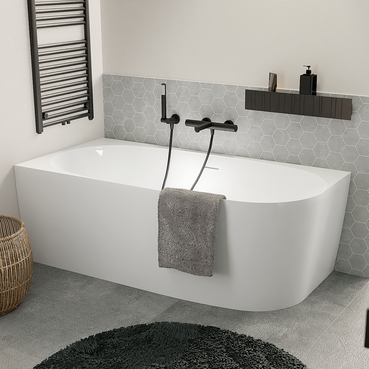 Luca Varess Sutilo 2-Personen-Eckbadewanne: links, 170 x 75 cm Acryl, Weiß Glänzend