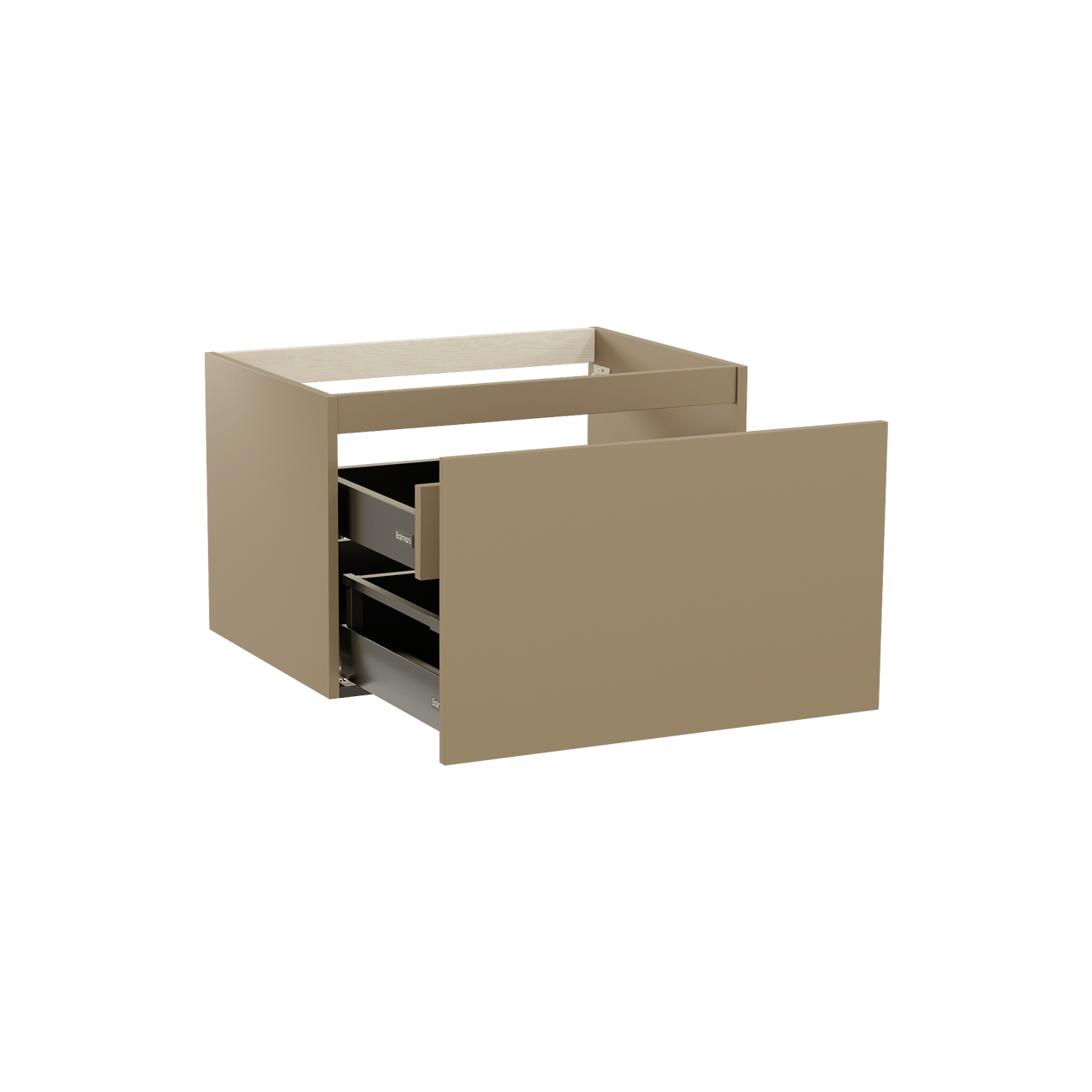 Balmani Sfera hängender Waschbeckenunterschrank: 75 x 55 cm, Dune, 2 Schubladen