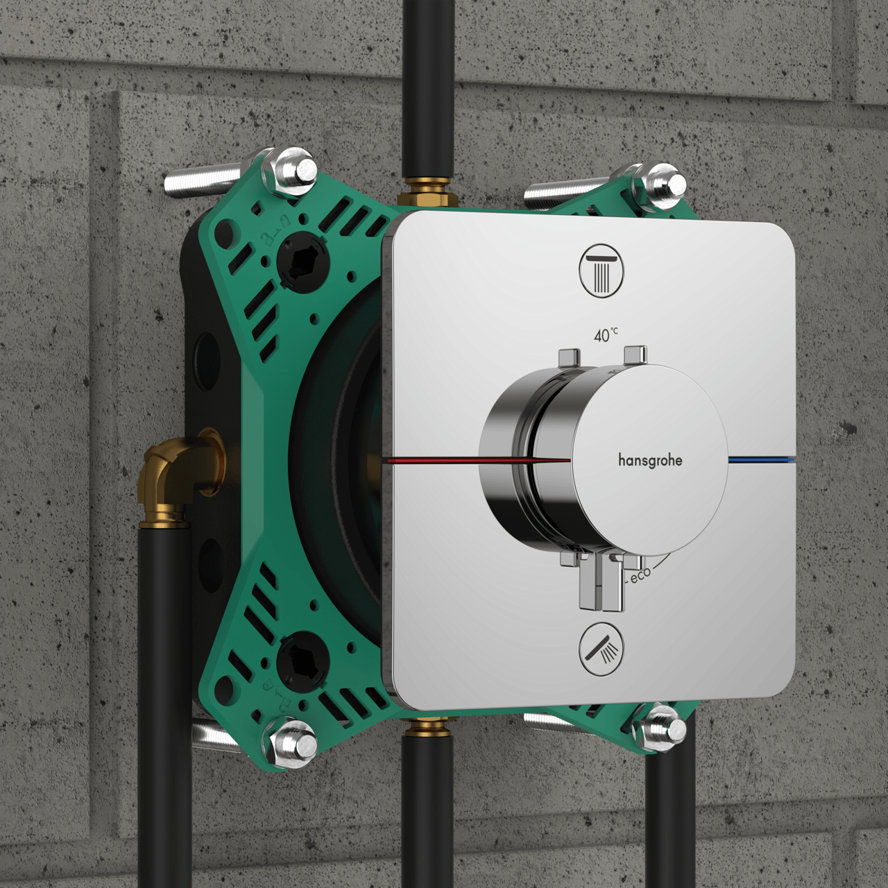 Hansgrohe Showerselect Comfort Q thermostat de douche encastré 2 évacuations chrome brillant