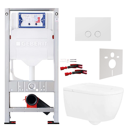 Villeroy & Boch ViClean-I100 douche wc hoogglans wit randloos met Geberit Sigma inbouwspoelreservoir UP320 met Burda frame en bedieningspaneel