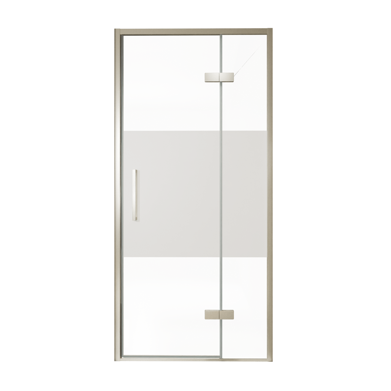 Balmani Senses Design douche draaideur rechts 100 cm x 210 cm Helder glas met matte strook, Brushed CoolMetal profielen