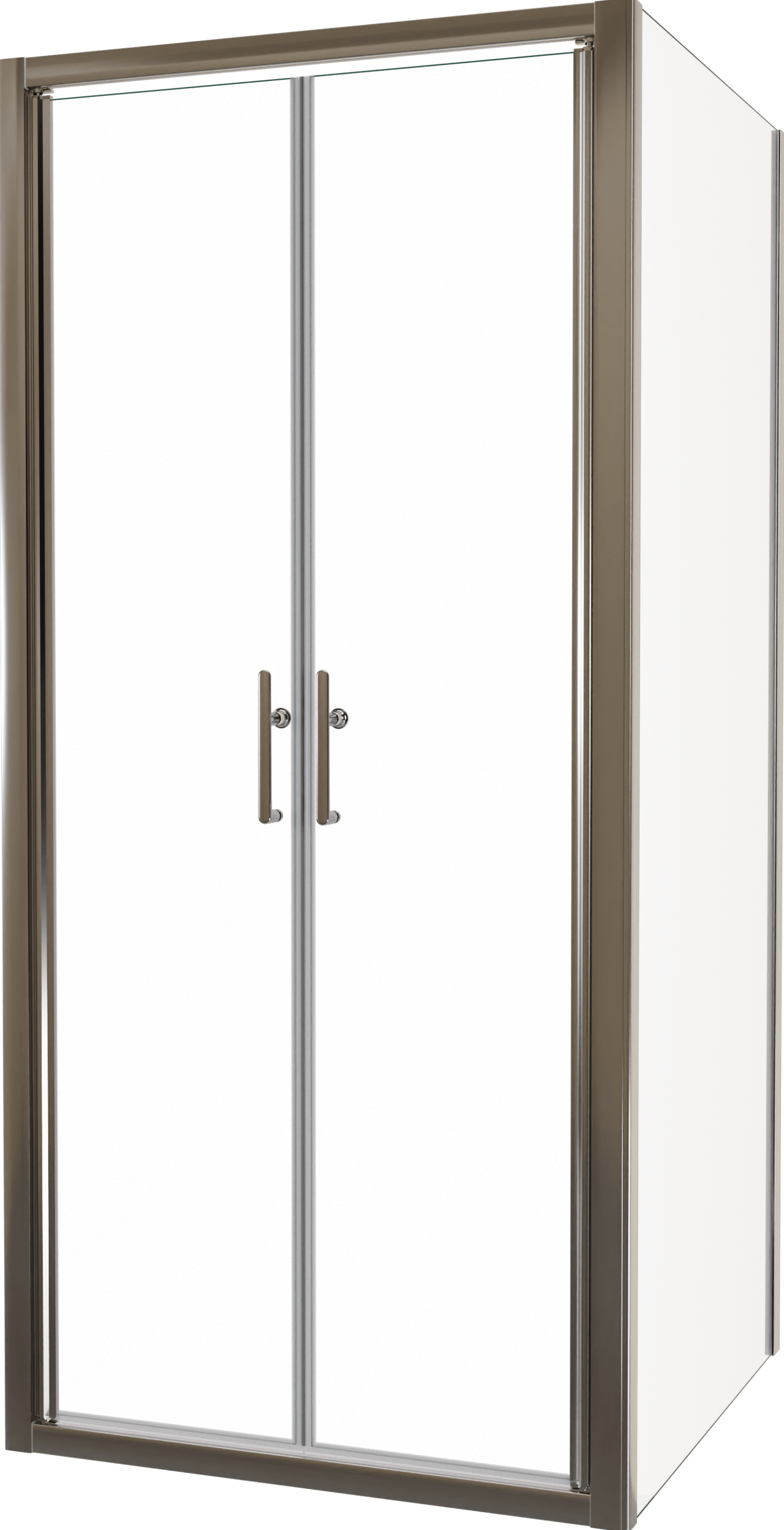 Linie Cadiz douchehoek met pendeldeur en vaste zijwand, 90 x 90 cm, helder glas, geborstelde chroom profielen