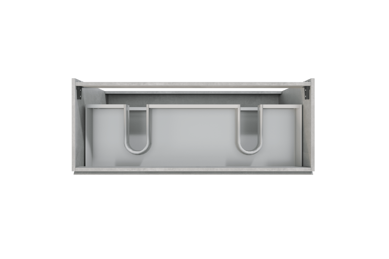 Storke Delta meuble sous-lavabo a poser 120 x 48 cm béton gris foncé 3 tiroirs 2 découpés de siphon