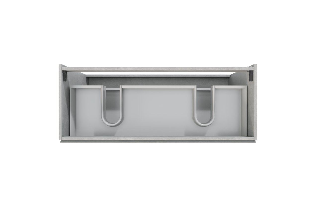 Storke Delta meuble sous-lavabo a poser 120 x 48 cm béton gris foncé 3 tiroirs 2 découpés de siphon