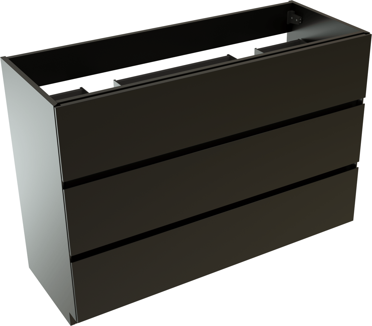 Storke Edge staande wastafelonderkast 120 x 46 cm mat zwart 3 lades 2 sifonuitsparingen